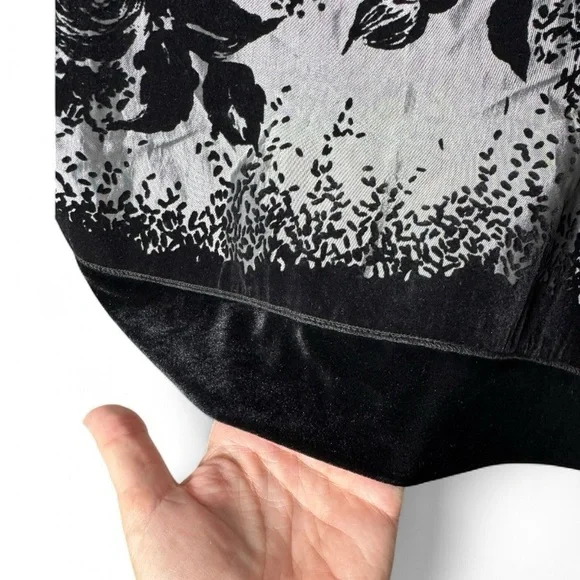 MSK Silver Black Velvet Floral Skirt XL – Holiday Party Dress Midi - Picture 7 of 12
